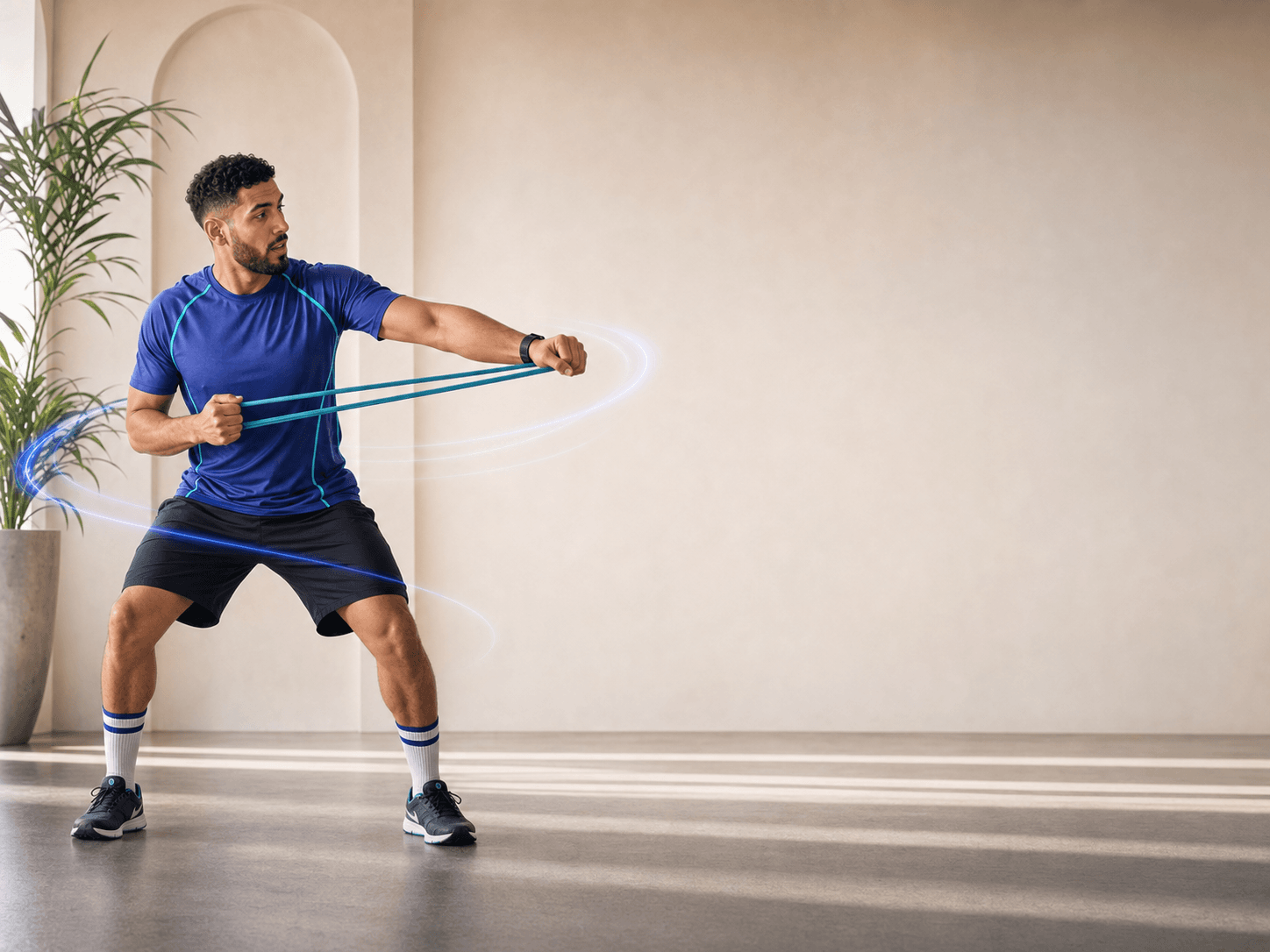Coach sportif accompagnant un client pendant une séance